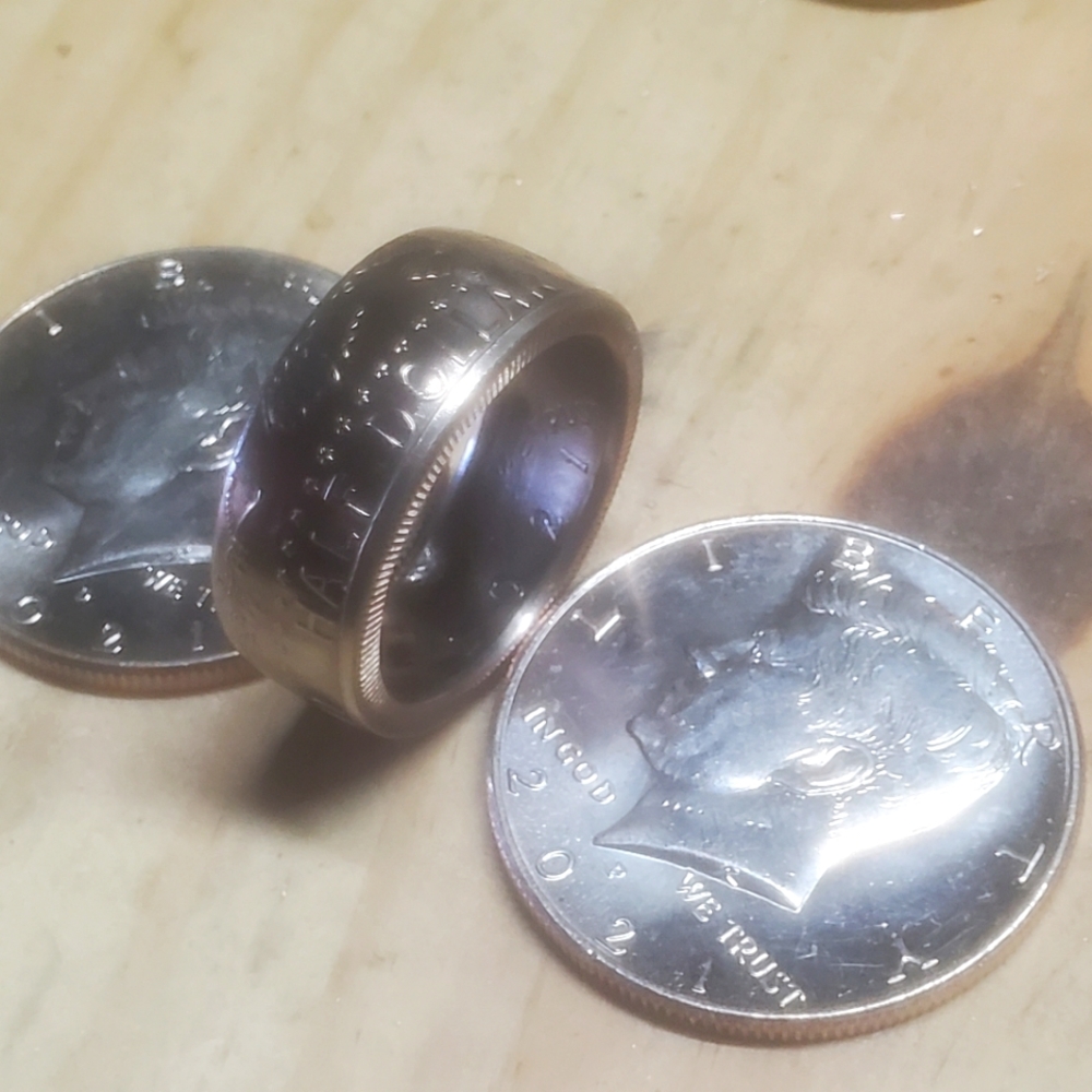 2021 JFK half dollar coin ring polished sz10